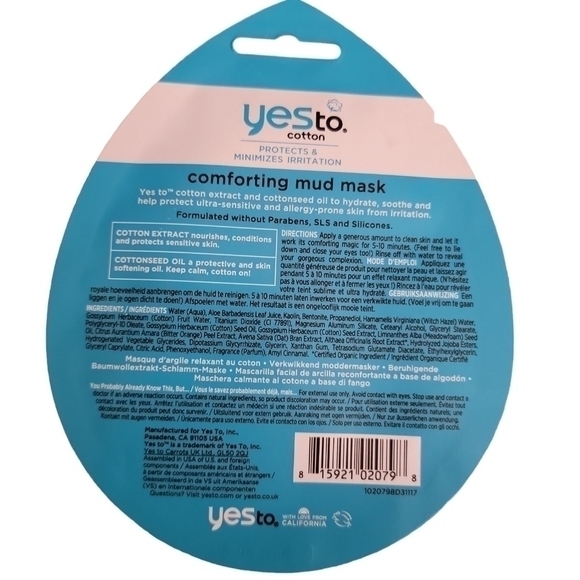 Yes to Cotton Comforting Mud Mask Single Sheet Masks For Sensitive Skin 2 Total - Picture 2 of 7